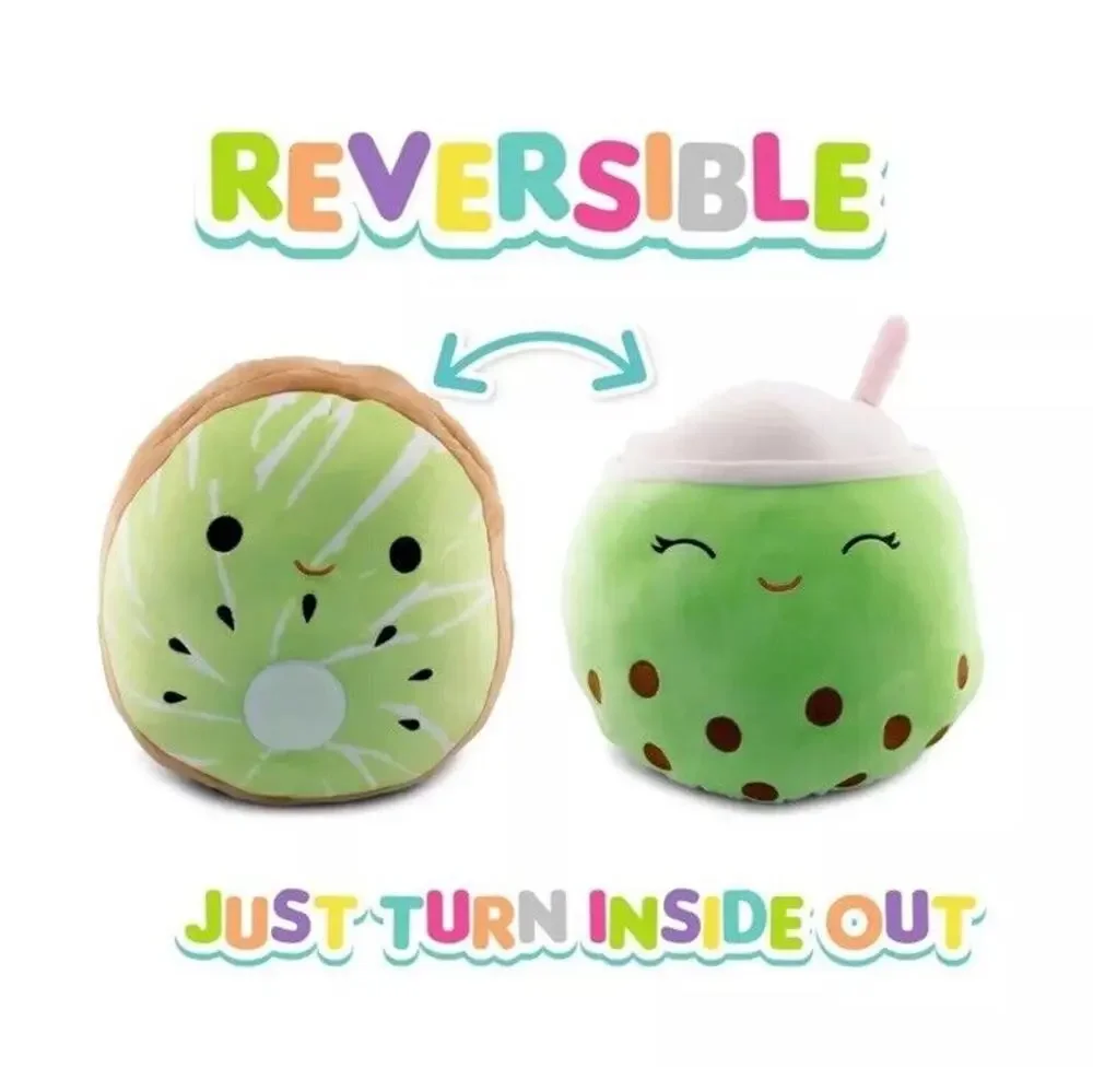 Squishmallows Flipamallow Kachina The Kiwi & Sevda The Green Boba Tea 8”